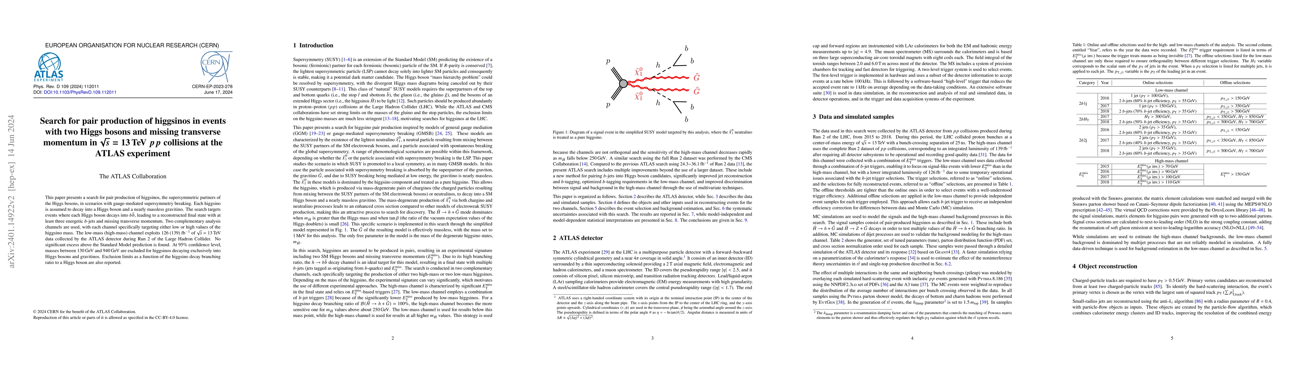 Thumbnail for Search for pair production of higgsinos in events with two Higgs bosons
  and missing transverse momentum in $\sqrt{s}=13$ TeV $pp$ collisions at the
  ATLAS experiment
