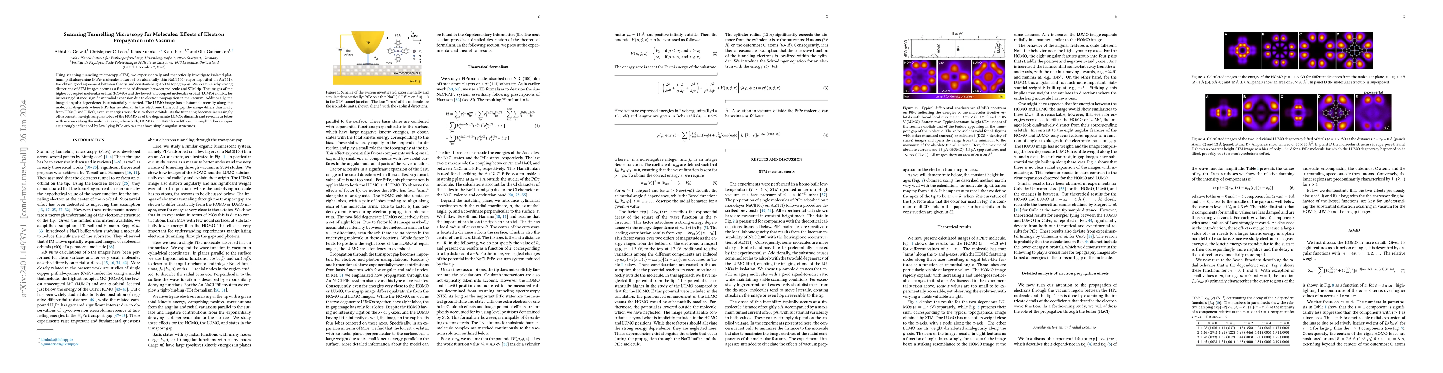 Thumbnail for Scanning Tunneling Microscopy for Molecules: Effects of Electron
  Propagation into Vacuum