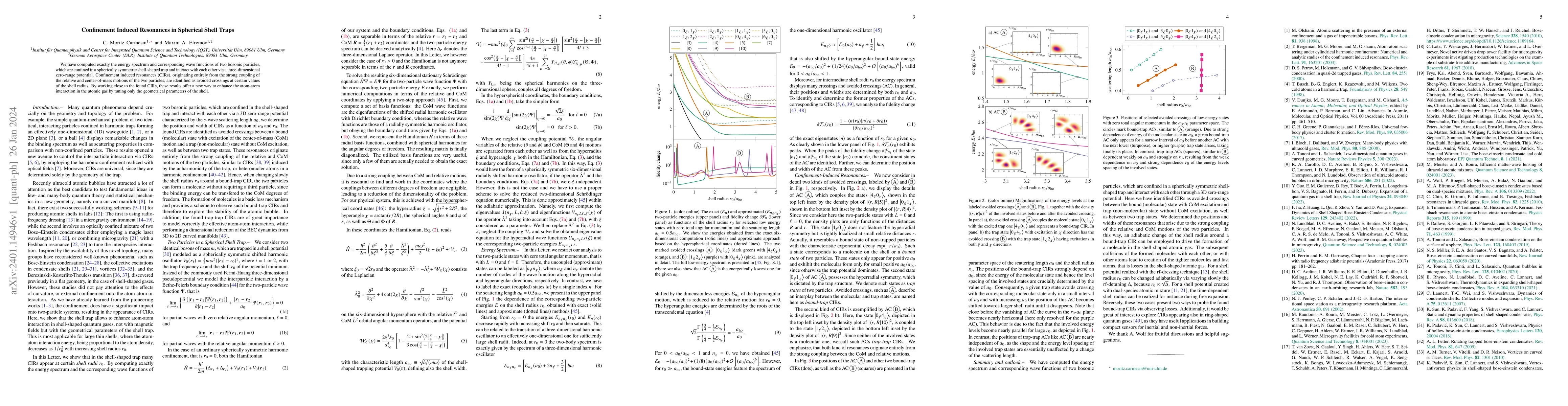 Thumbnail for Confinement Induced Resonances in Spherical Shell Traps
