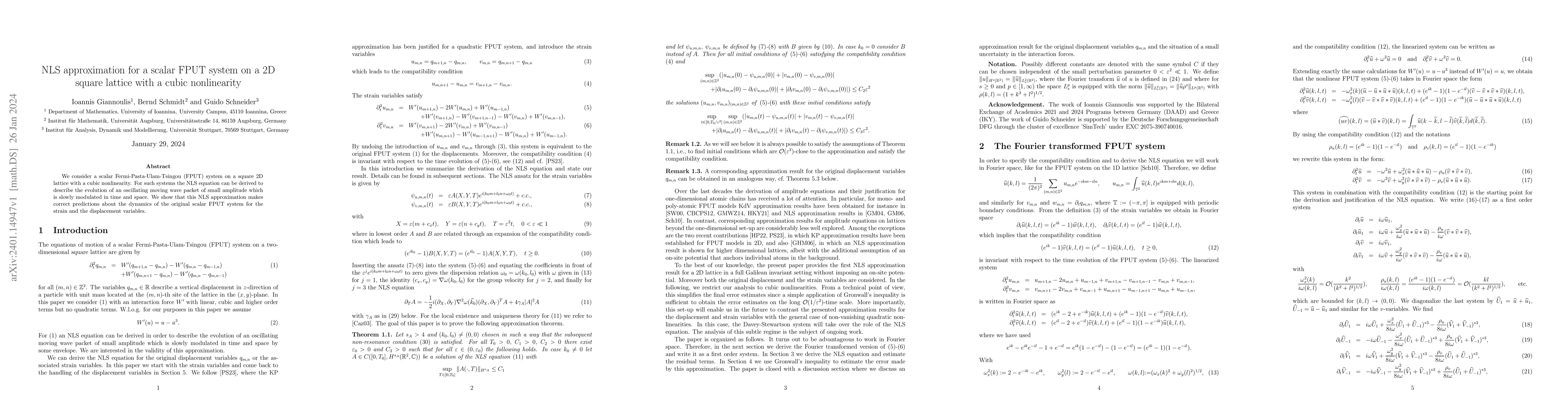 Thumbnail for NLS approximation for a scalar FPUT system on a 2D square lattice with a
  cubic nonlinearity