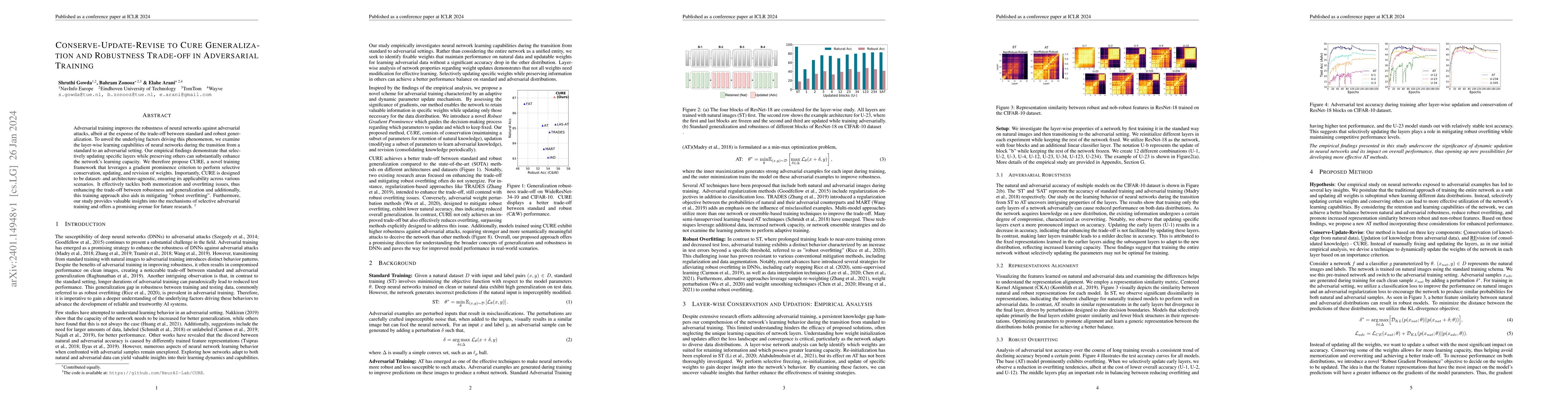 Thumbnail for Conserve-Update-Revise to Cure Generalization and Robustness Trade-off
  in Adversarial Training