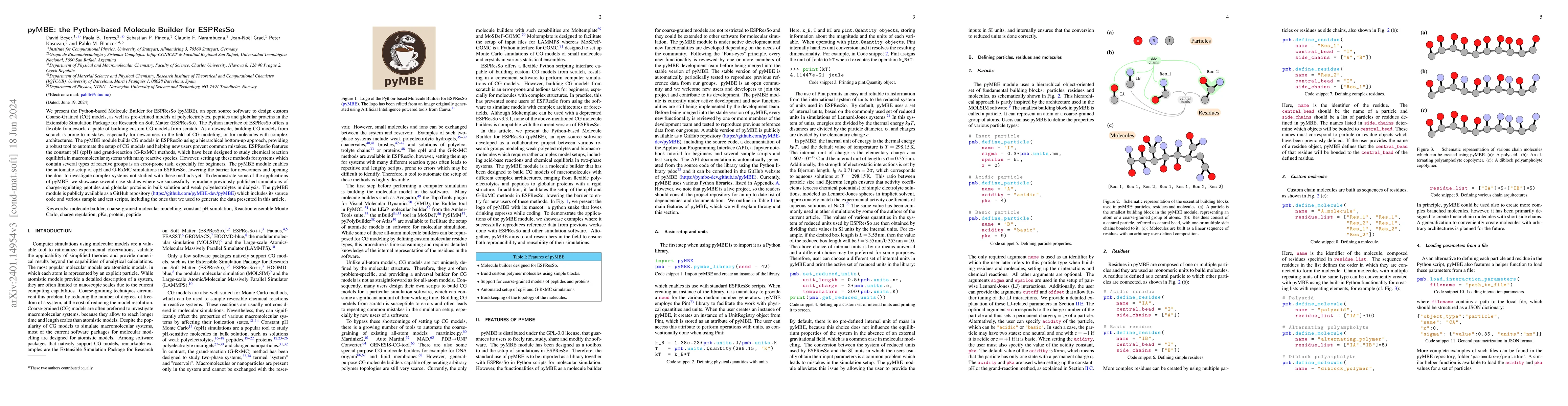 Thumbnail for pyMBE: the Python-based Molecule Builder for ESPResSo