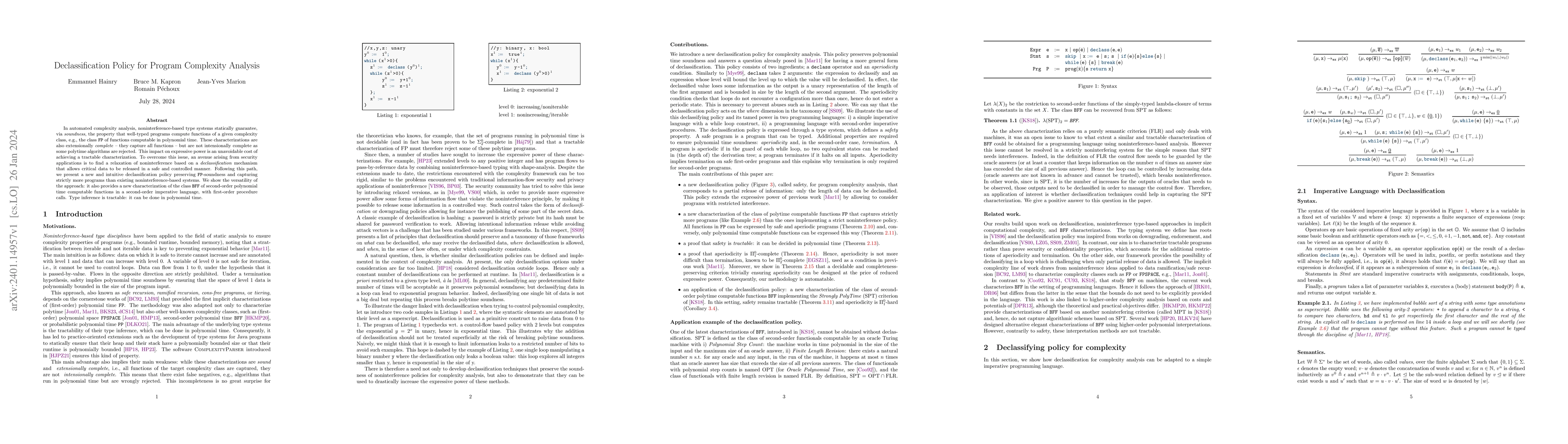Thumbnail for Declassification Policy for Program Complexity Analysis