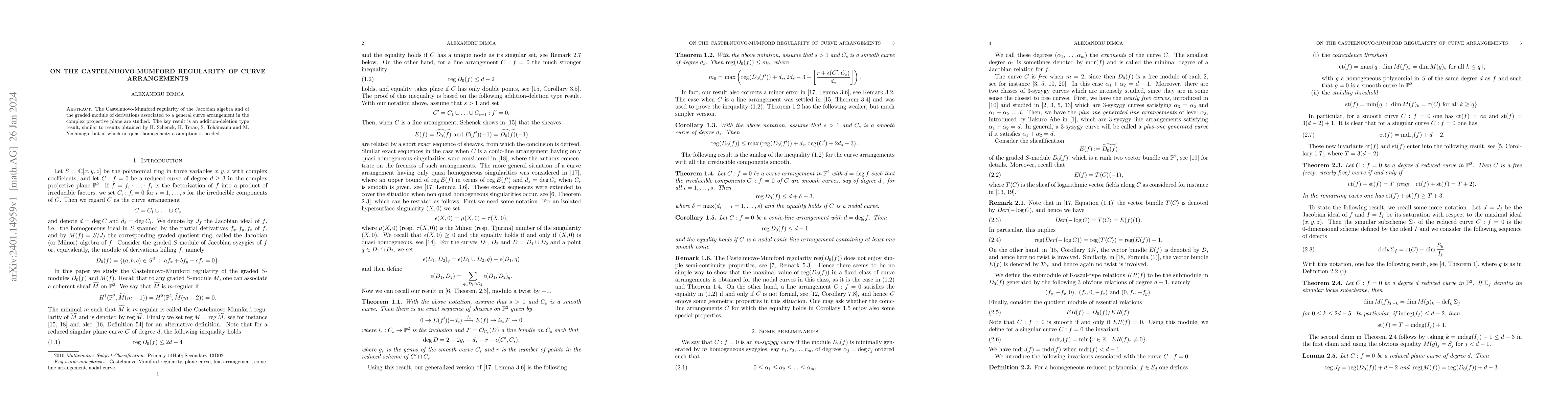Thumbnail for On the Castelnuovo-Mumford regularity of curve arrangements
