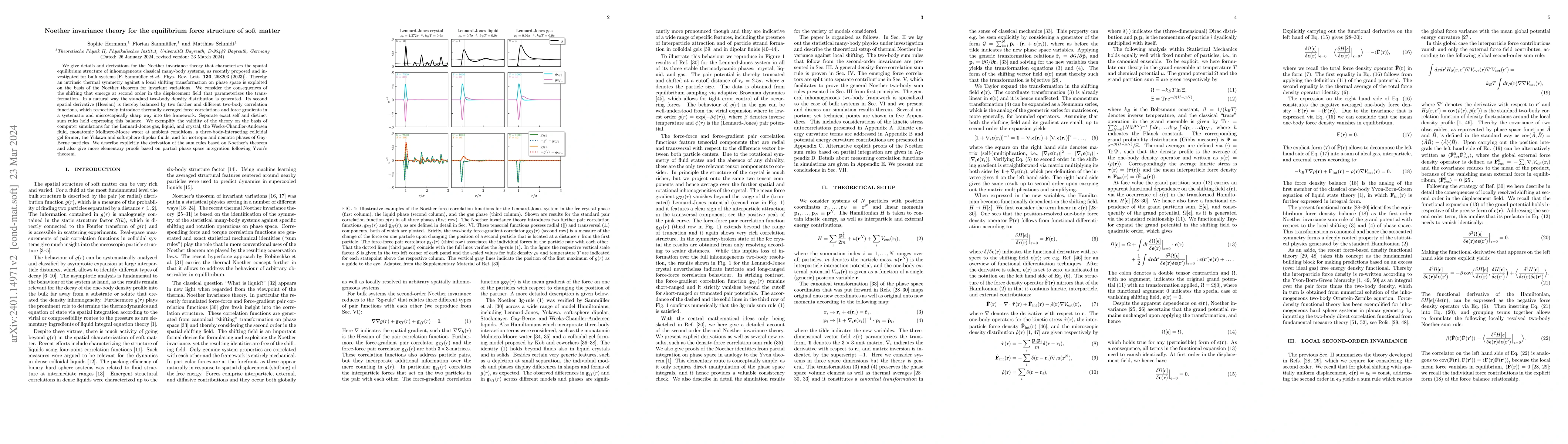 Thumbnail for Noether invariance theory for the equilibrium force structure of soft
  matter