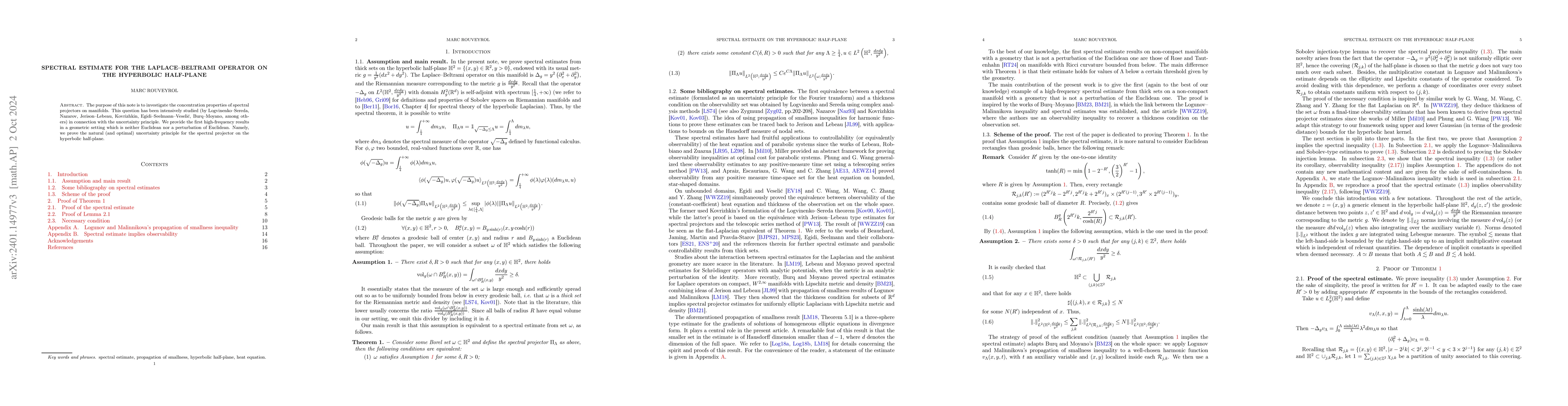 Thumbnail for Spectral estimate for the Laplace-Beltrami operator on the hyperbolic
  half-plane