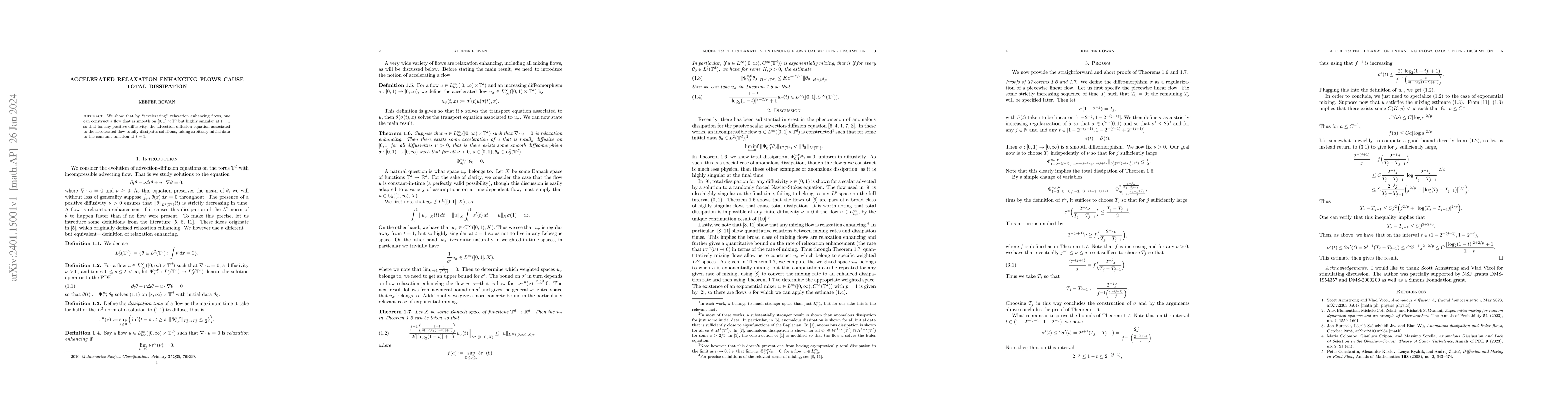 Thumbnail for Accelerated relaxation enhancing flows cause total dissipation