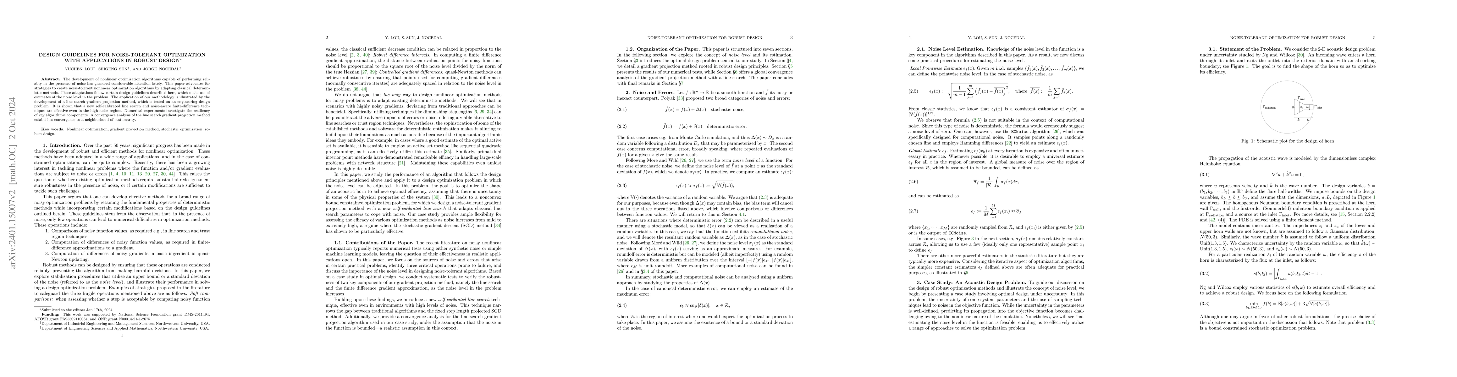 Thumbnail for Noise-Tolerant Optimization Methods for the Solution of a Robust Design
  Problem