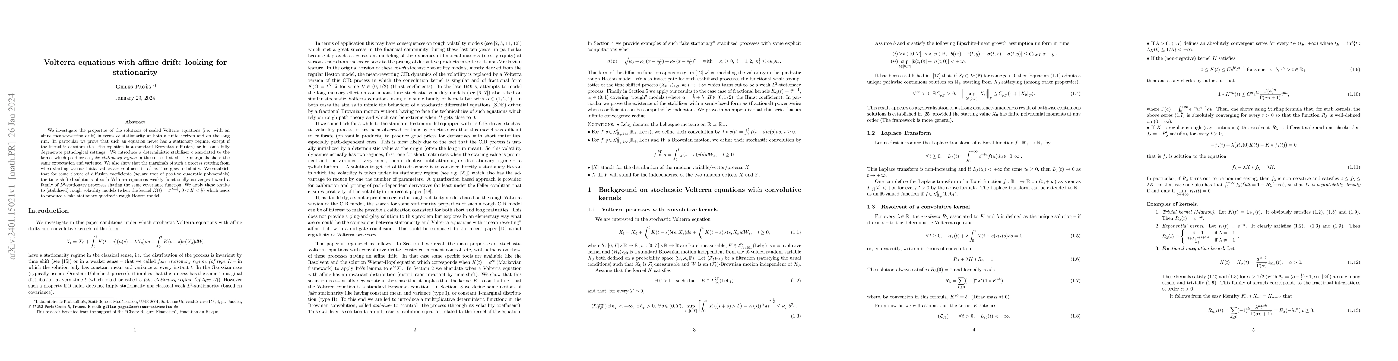 Thumbnail for Volterra equations with affine drift: looking for stationarity