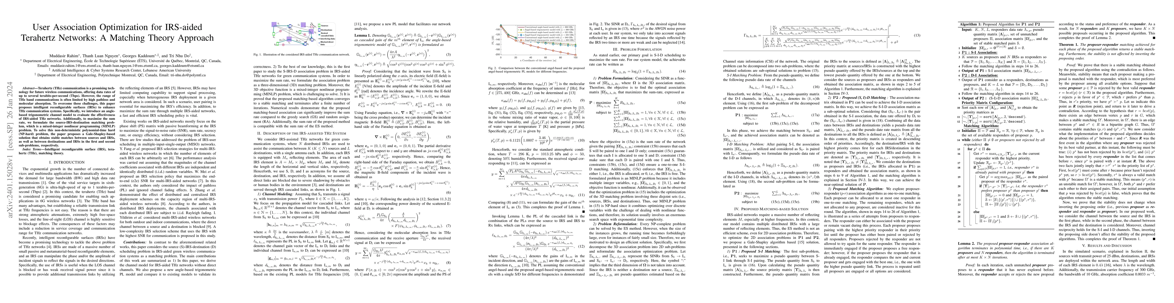 Thumbnail for User Association Optimization for IRS-aided Terahertz Networks: A
  Matching Theory Approach