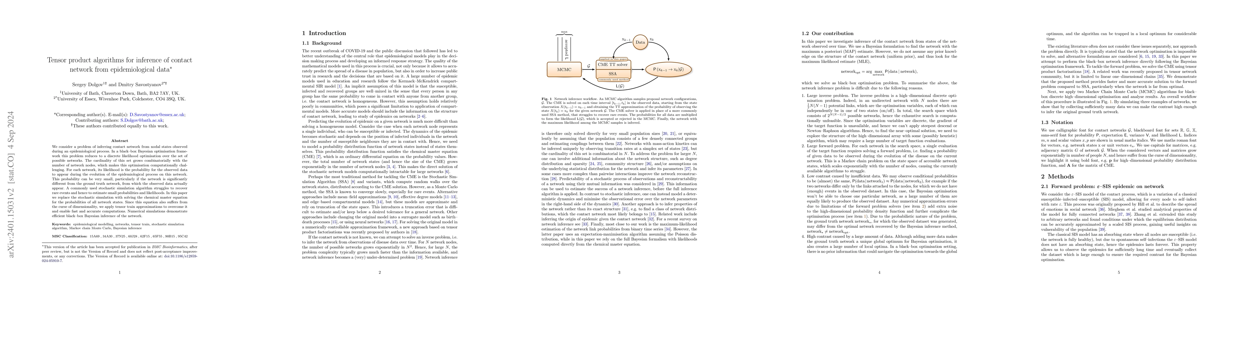 Thumbnail for Tensor product algorithms for inference of contact network from
  epidemiological data