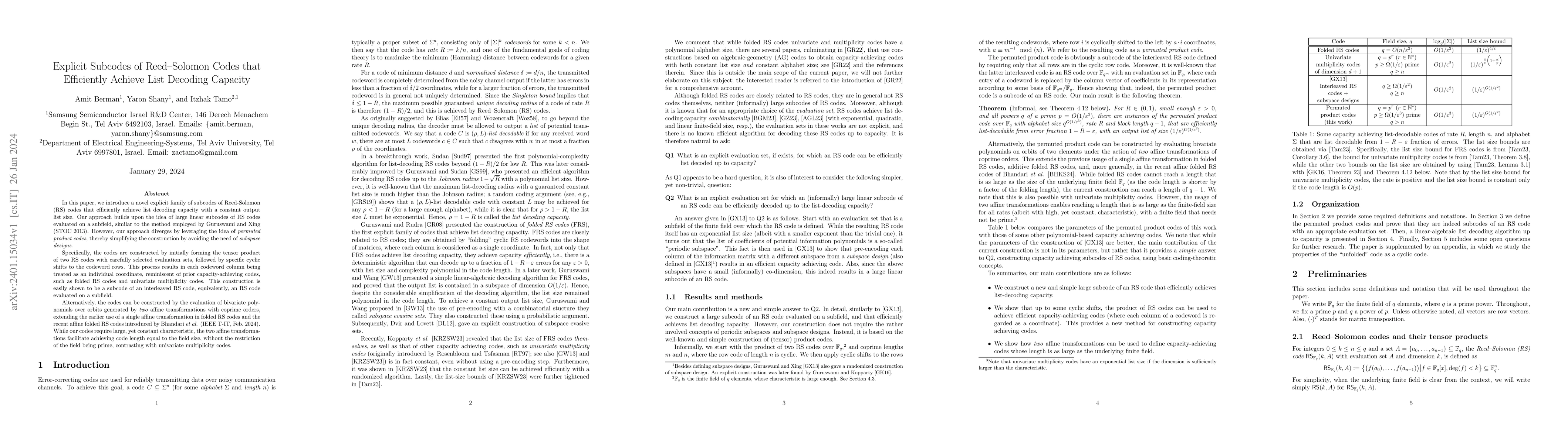 Thumbnail for Explicit Subcodes of Reed-Solomon Codes that Efficiently Achieve List
  Decoding Capacity