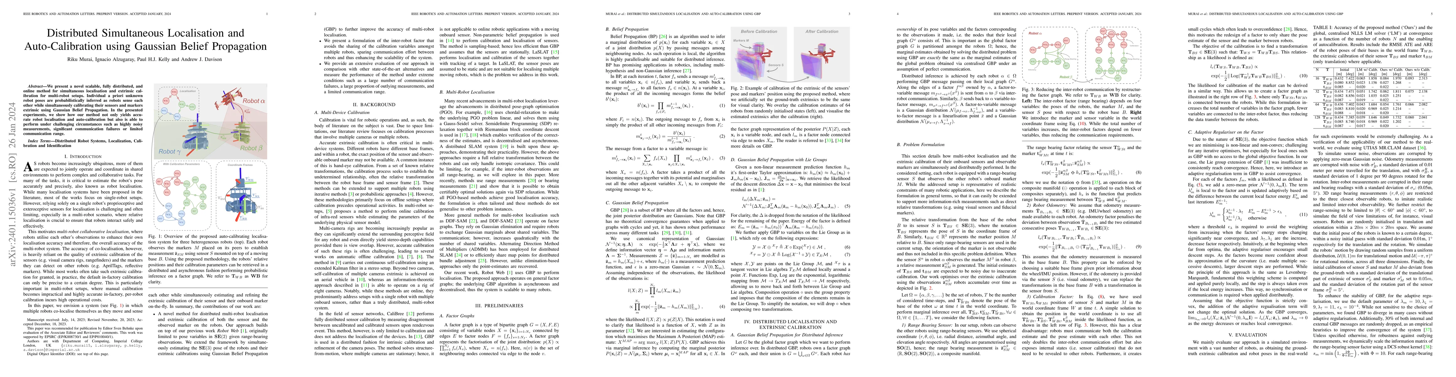 Thumbnail for Distributed Simultaneous Localisation and Auto-Calibration using
  Gaussian Belief Propagation