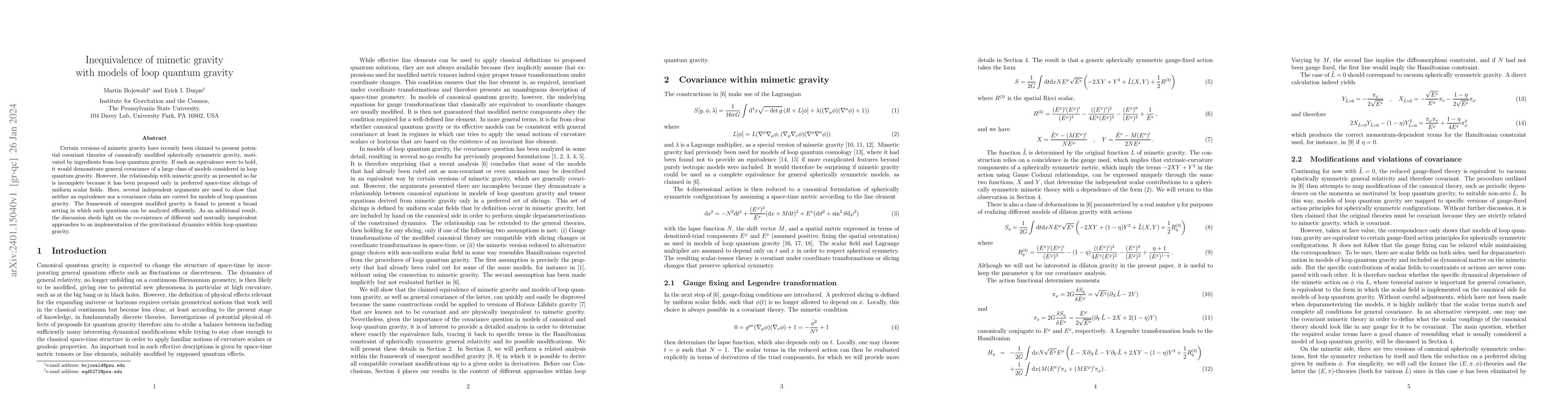 Thumbnail for Inequivalence of mimetic gravity with models of loop quantum gravity