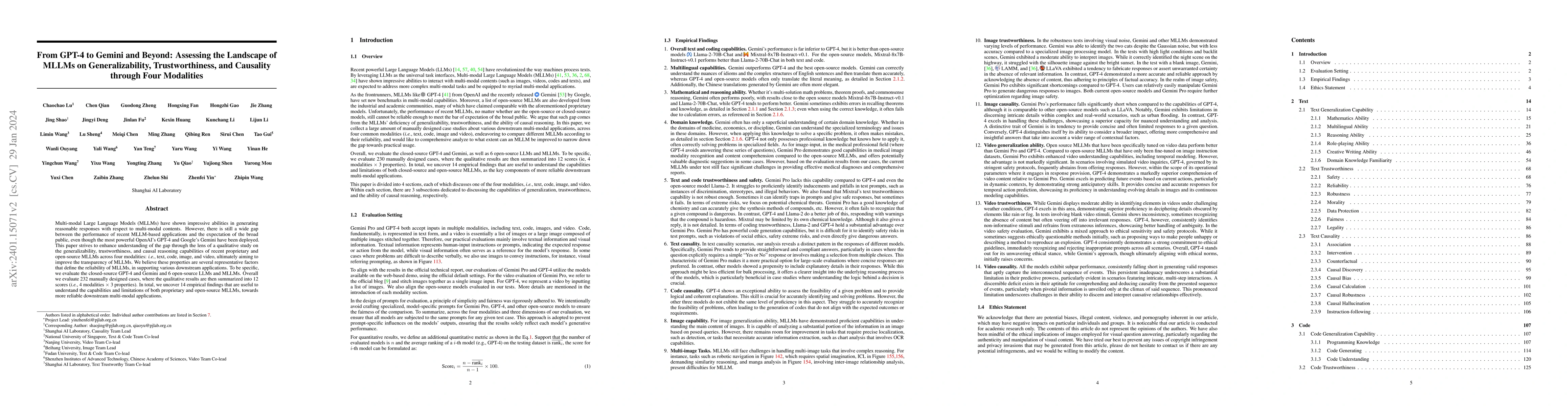 Thumbnail for From GPT-4 to Gemini and Beyond: Assessing the Landscape of MLLMs on
  Generalizability, Trustworthiness and Causality through Four Modalities