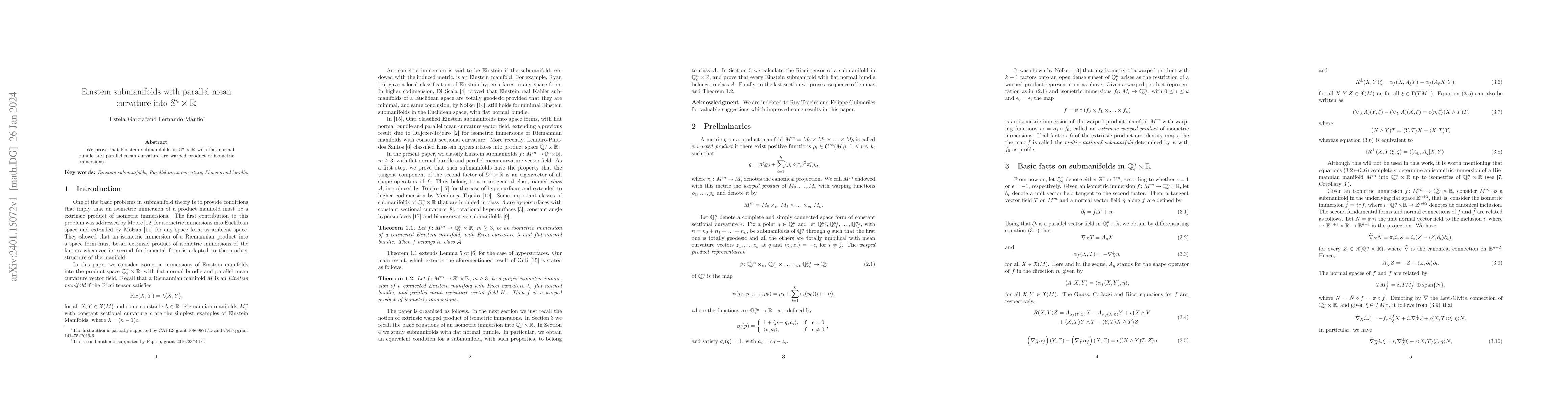 Thumbnail for Einstein submanifolds with parallel mean curvature into
  $\mathbb{S}^n\times\mathbb{R}$