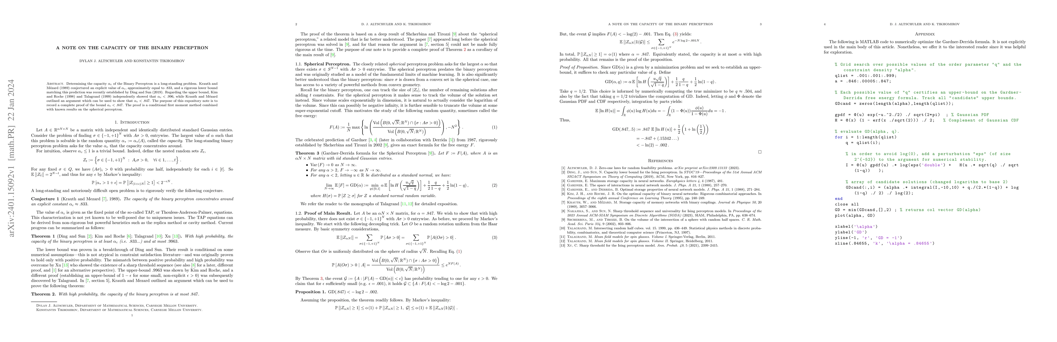 Thumbnail for A note on the capacity of the binary perceptron