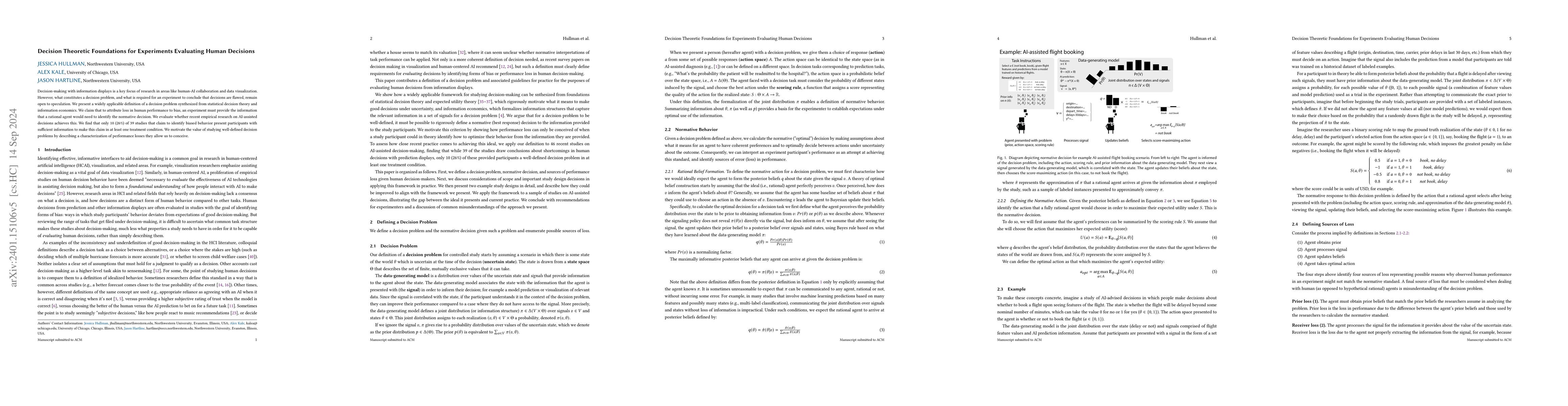 Thumbnail for Decision Theoretic Foundations for Experiments Evaluating Human
  Decisions