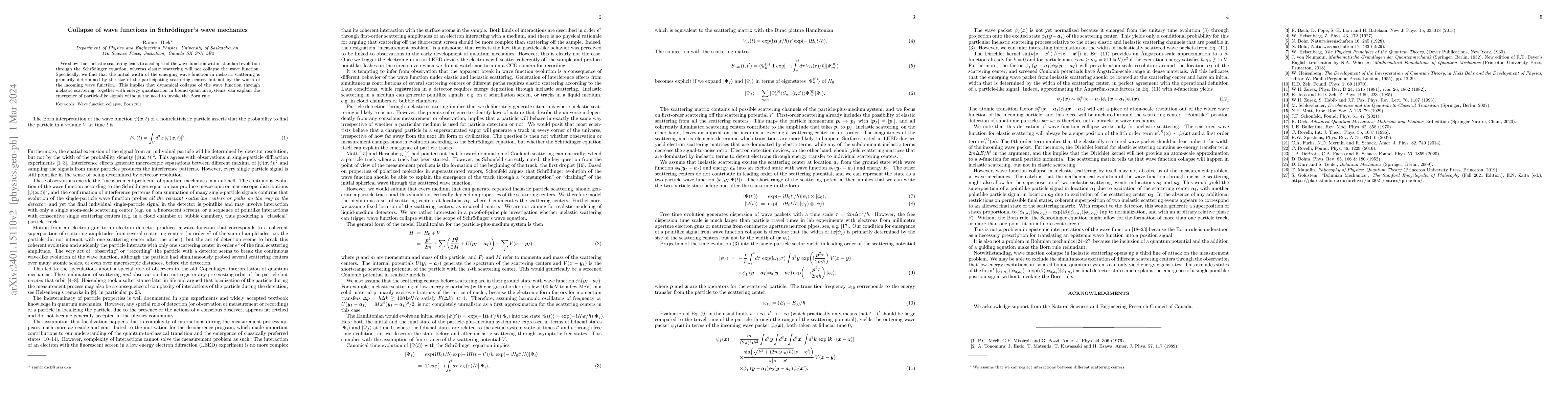 Thumbnail for Collapse of wave functions in Schroedinger's wave mechanics