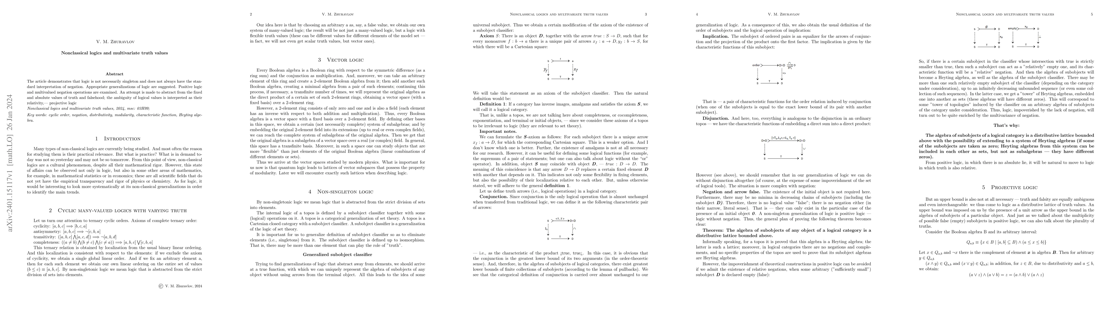 Thumbnail for Nonclassical logics and multivariate truth values
