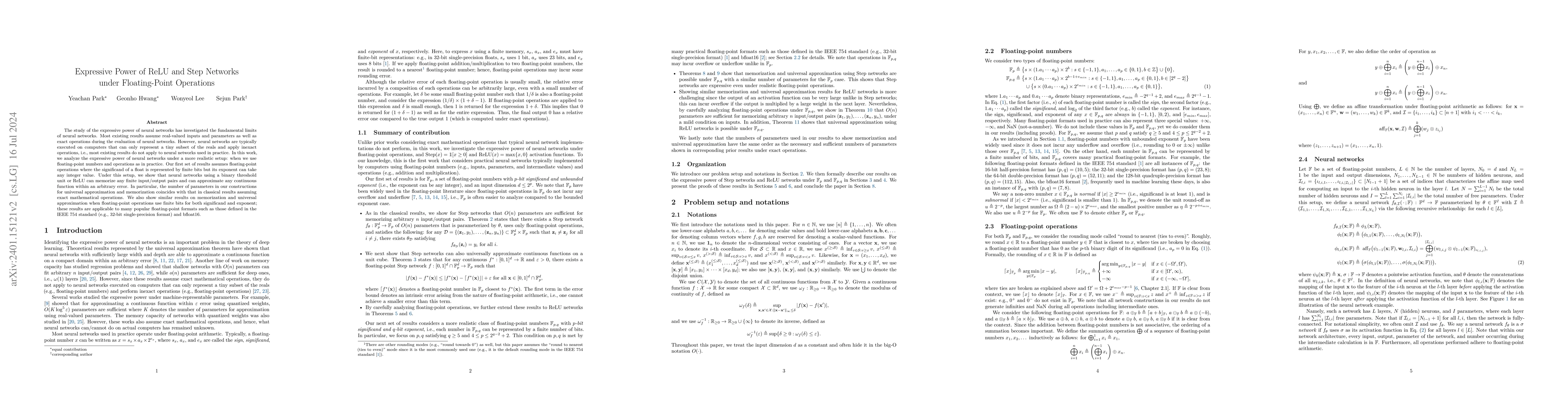 Thumbnail for Expressive Power of ReLU and Step Networks under Floating-Point
  Operations