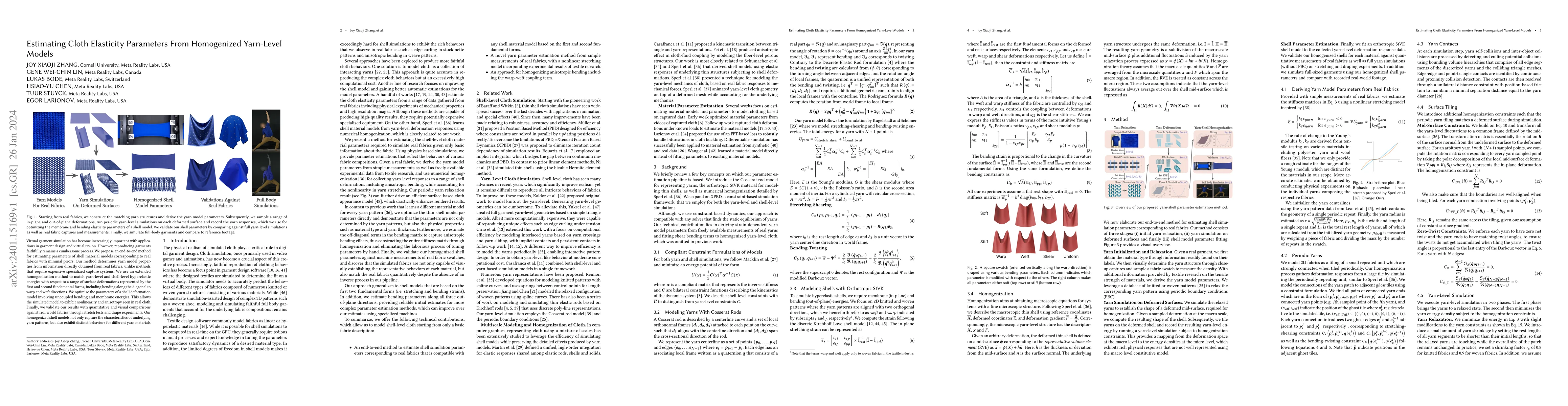 Thumbnail for Estimating Cloth Elasticity Parameters From Homogenized Yarn-Level
  Models