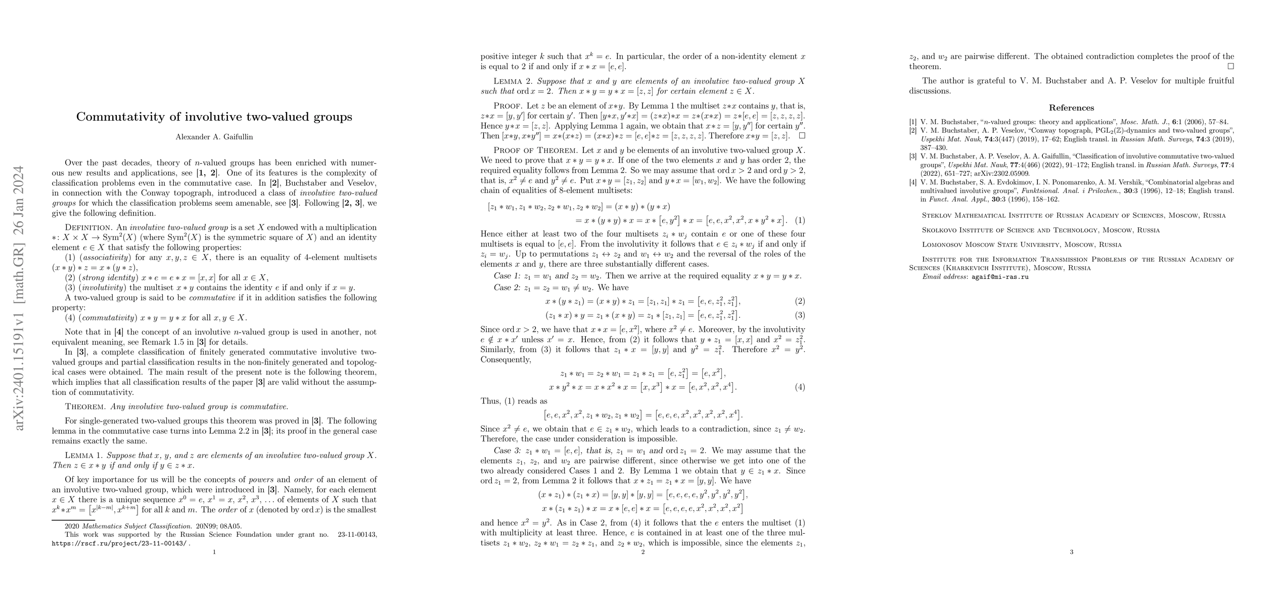 Thumbnail for Commutativity of involutive two-valued groups