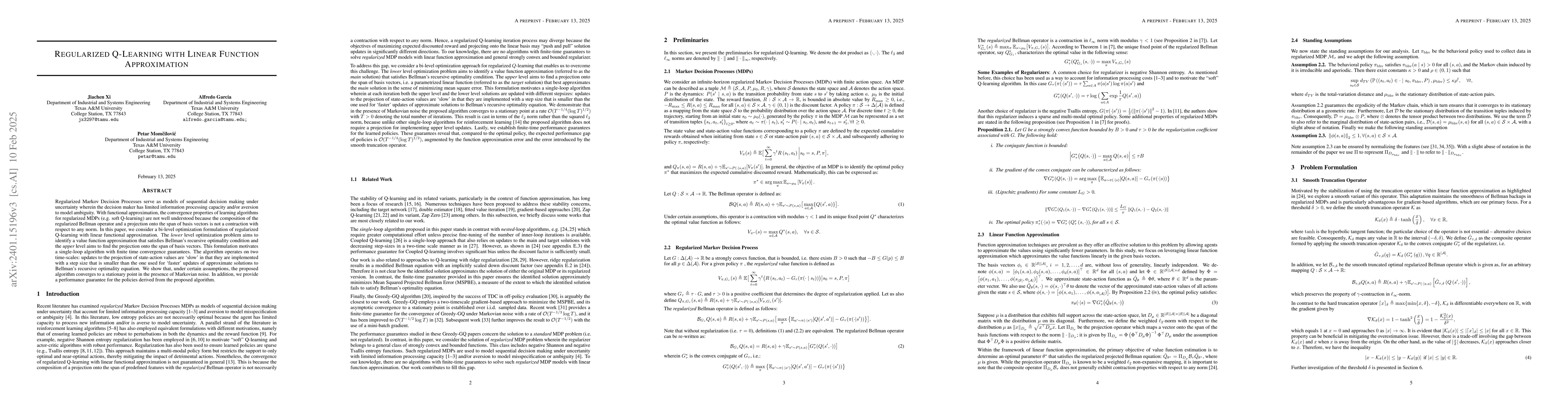 Thumbnail for Regularized Q-Learning with Linear Function Approximation