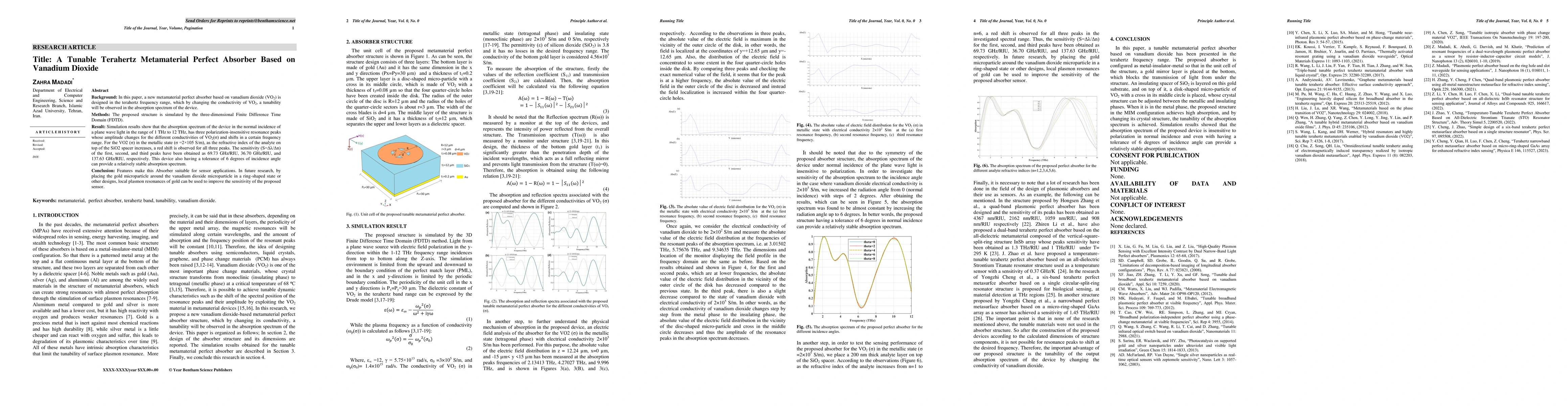 Thumbnail for A Tunable Terahertz Metamaterial Perfect Absorber Based on Vanadium
  Dioxide