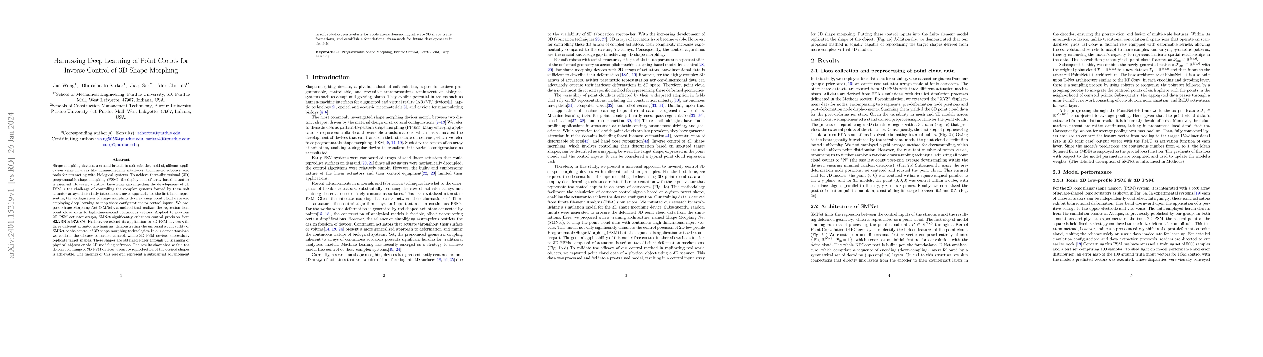 Thumbnail for Harnessing Deep Learning of Point Clouds for Inverse Control of 3D Shape
  Morphing