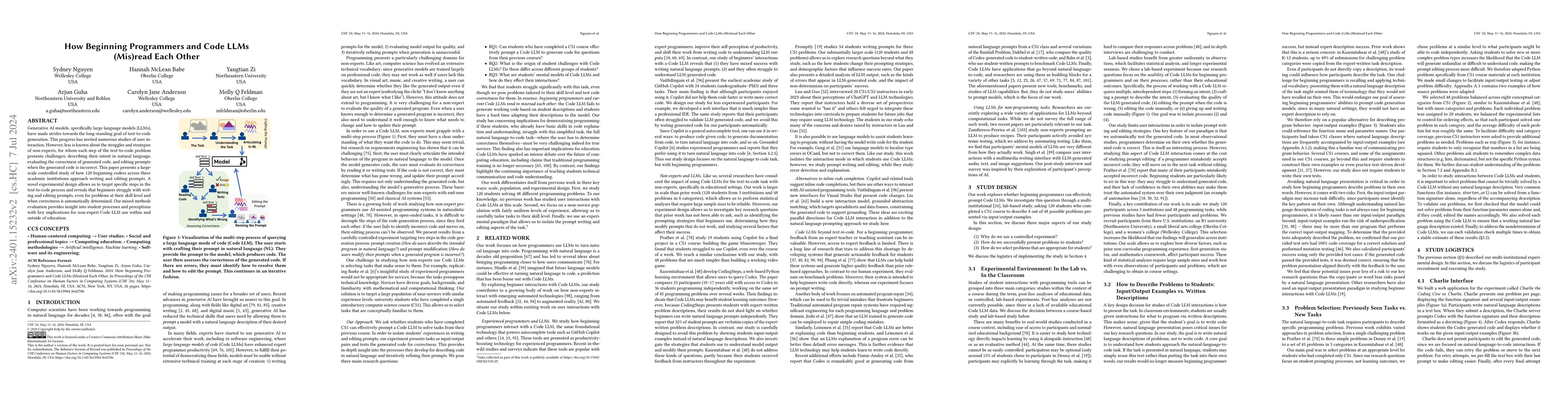 Thumbnail for How Beginning Programmers and Code LLMs (Mis)read Each Other