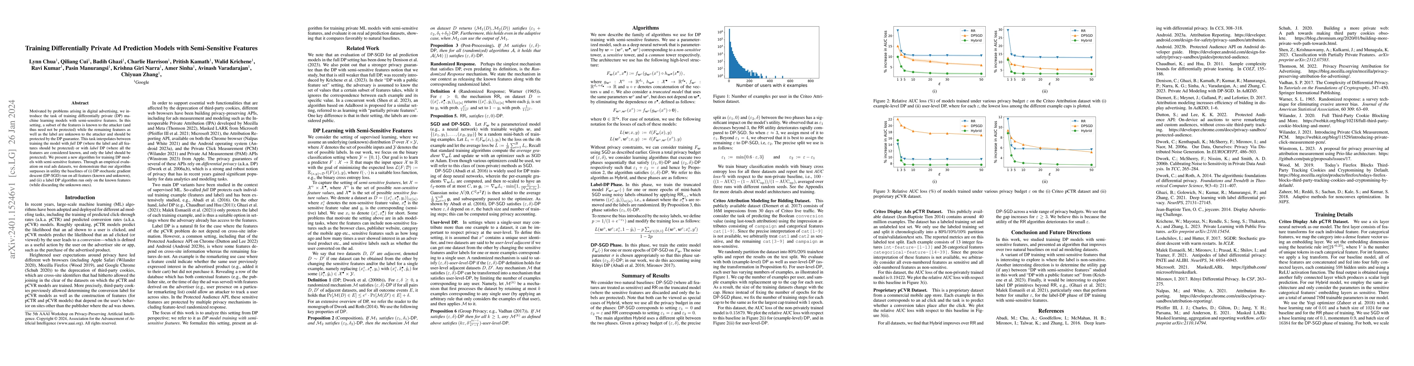 Thumbnail for Training Differentially Private Ad Prediction Models with Semi-Sensitive
  Features