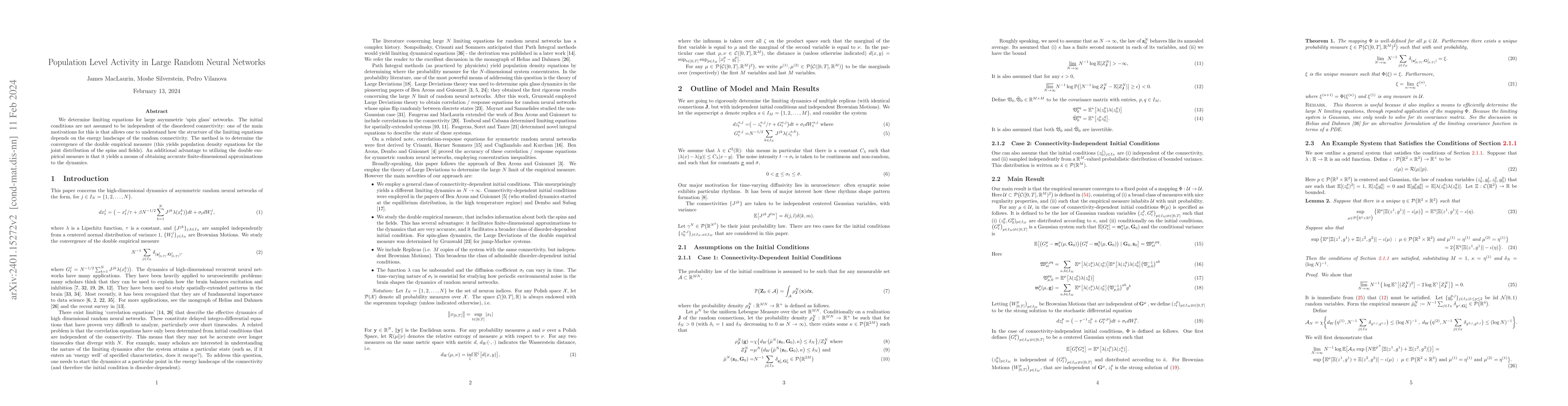 Thumbnail for Population Level Activity in Large Random Neural Networks