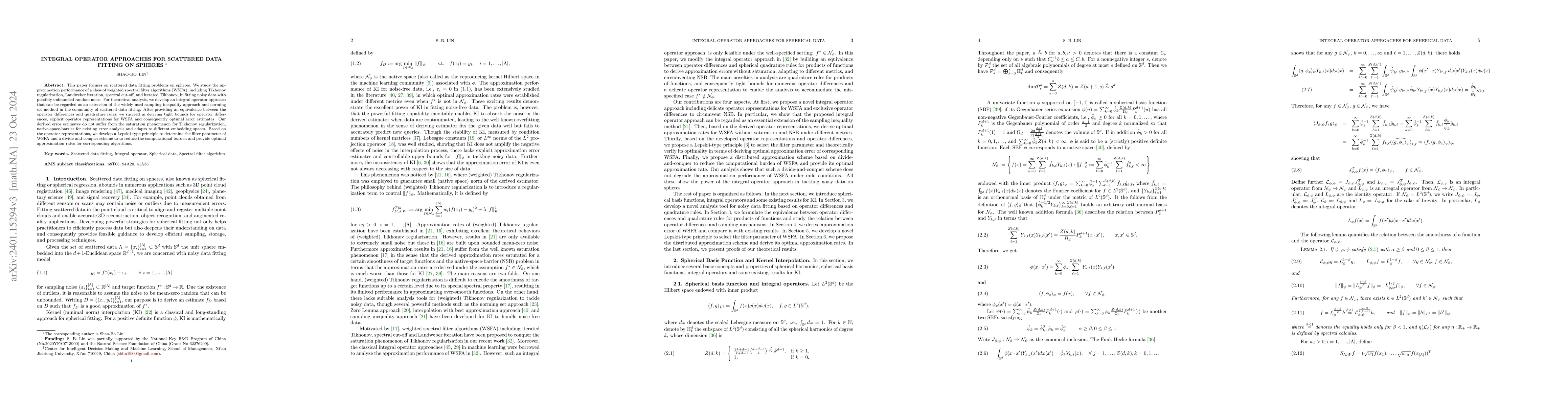 Thumbnail for Integral Operator Approaches for Scattered Data Fitting on Spheres