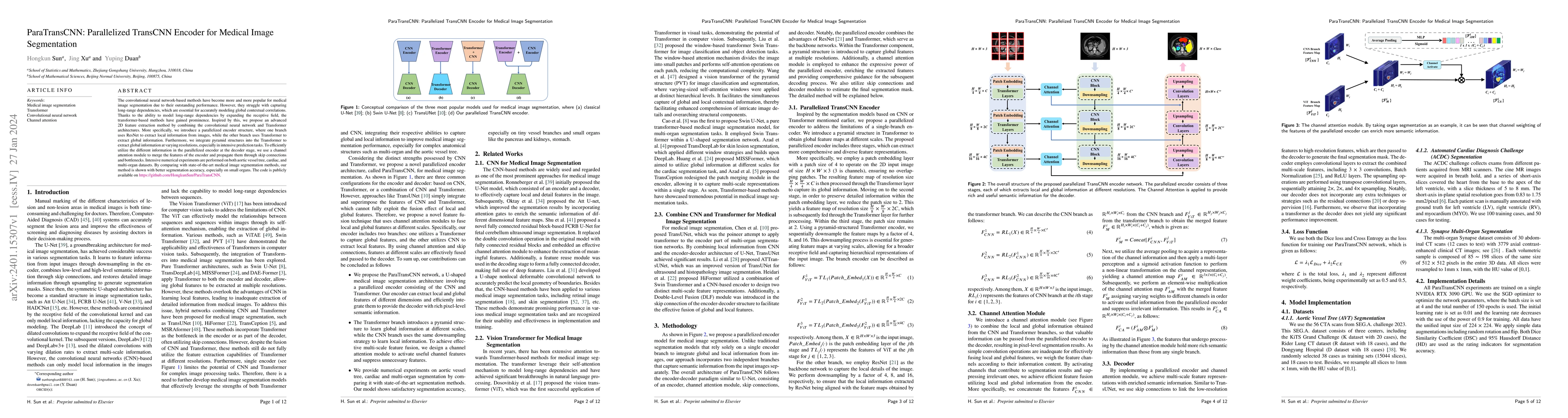 Thumbnail for ParaTransCNN: Parallelized TransCNN Encoder for Medical Image
  Segmentation