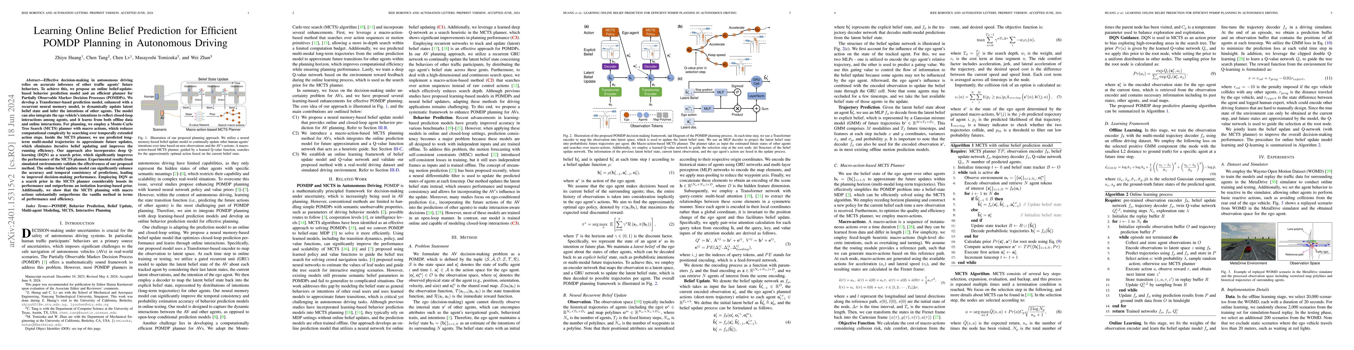 Thumbnail for Learning Online Belief Prediction for Efficient POMDP Planning in
  Autonomous Driving