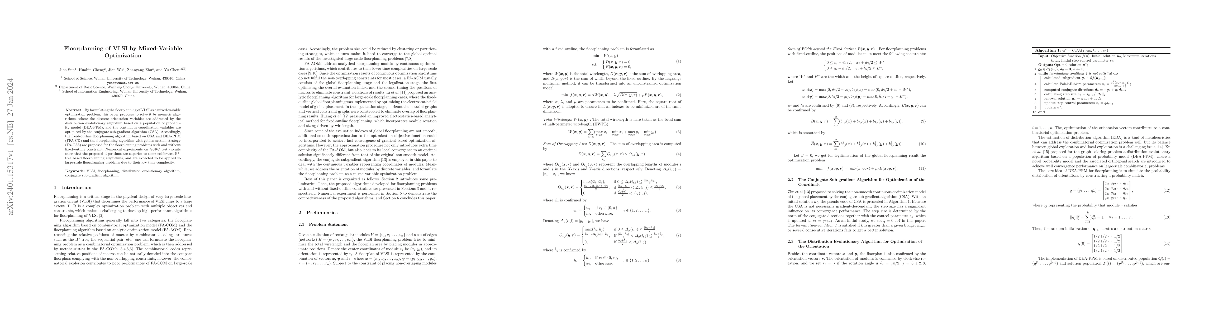 Thumbnail for Floorplanning of VLSI by Mixed-Variable Optimization