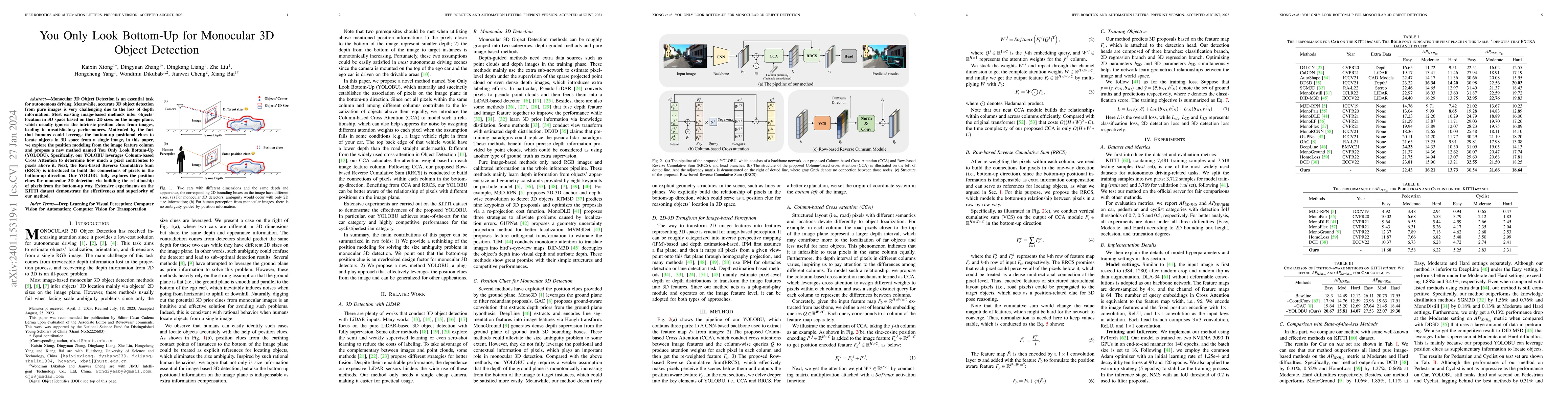 Thumbnail for You Only Look Bottom-Up for Monocular 3D Object Detection