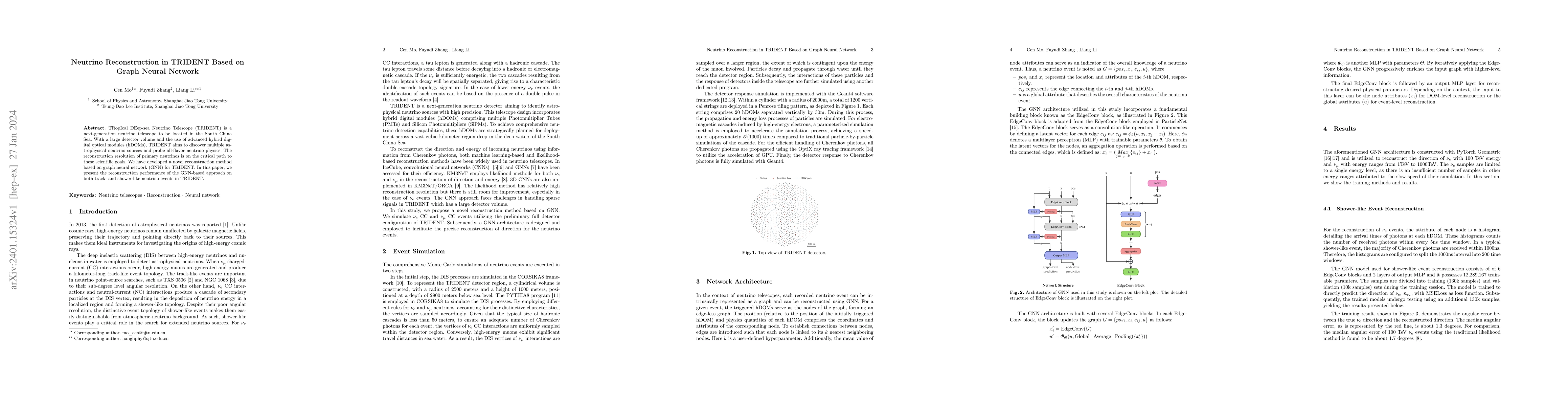 Thumbnail for Neutrino Reconstruction in TRIDENT Based on Graph Neural Network