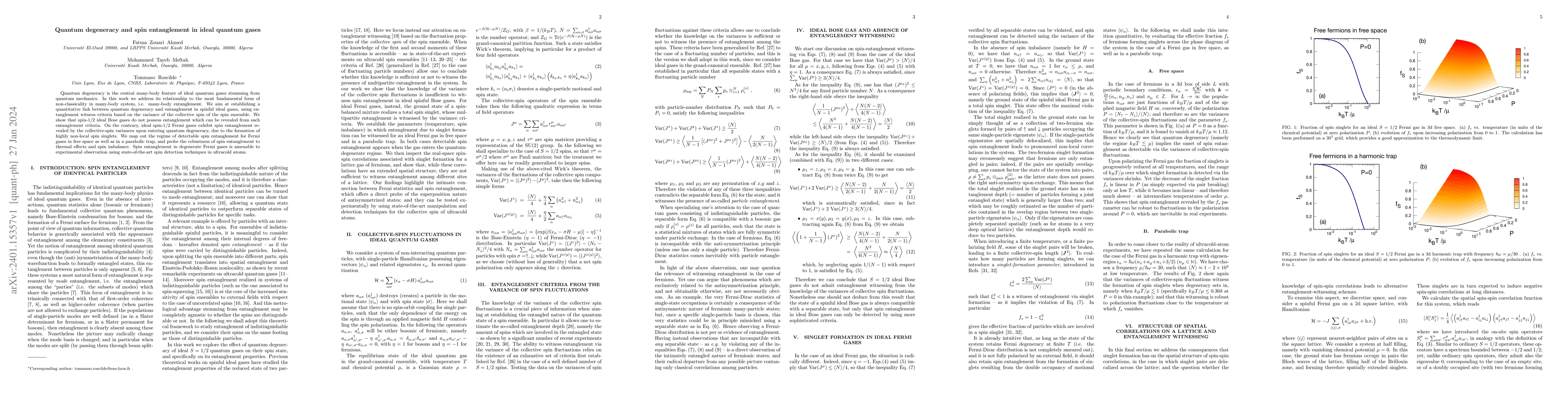 Thumbnail for Quantum degeneracy and spin entanglement in ideal quantum gases