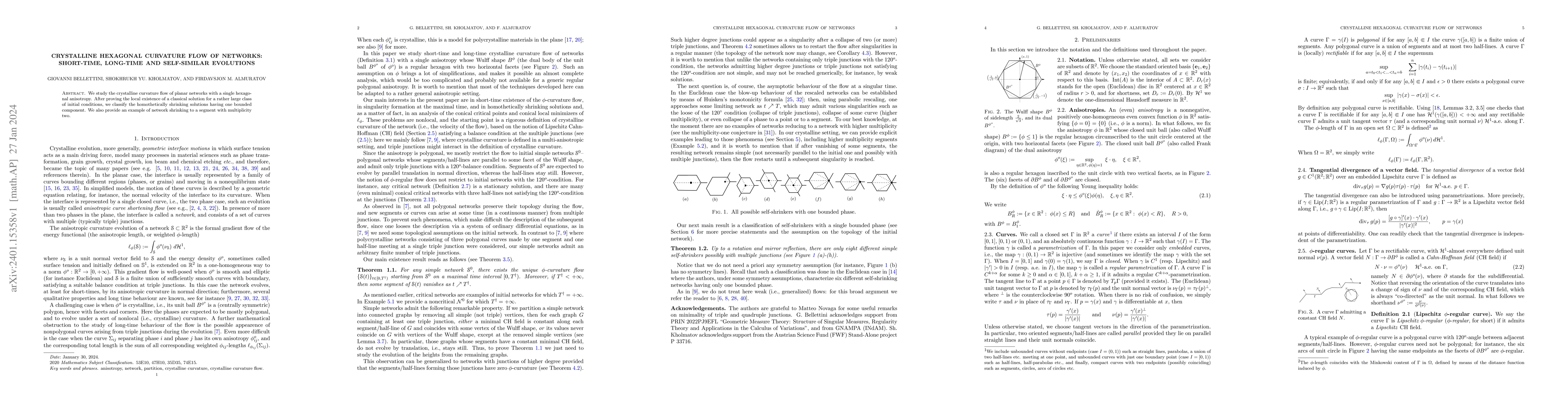 Thumbnail for Crystalline hexagonal curvature flow of networks: short-time, long-time
  and self-similar evolutions