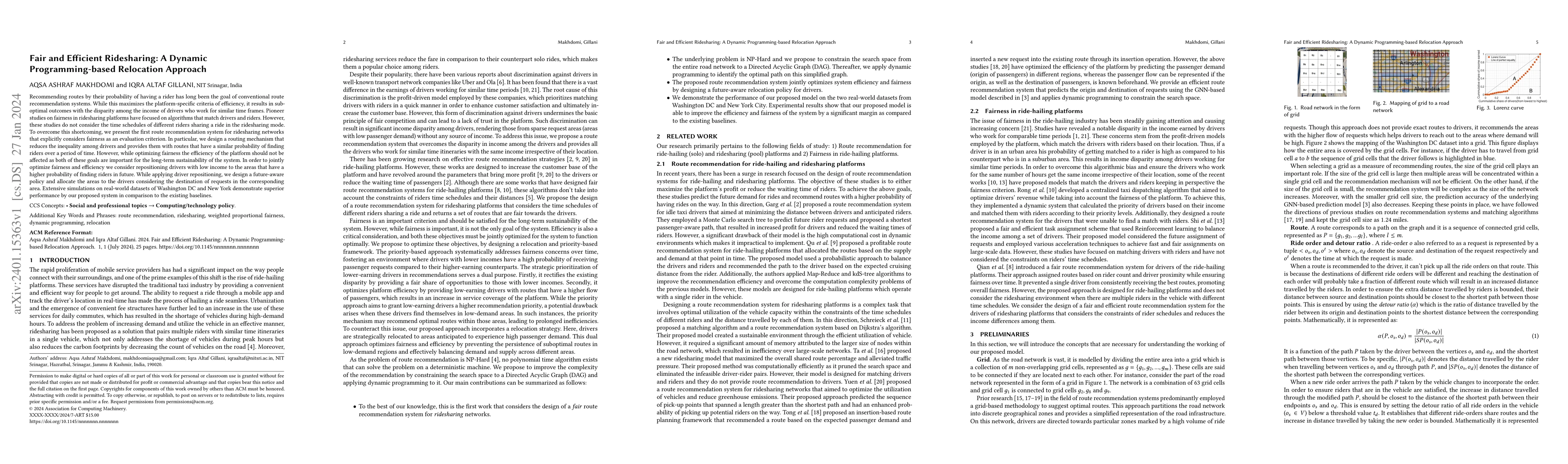 Thumbnail for Fair and Efficient Ridesharing: A Dynamic Programming-based Relocation
  Approach