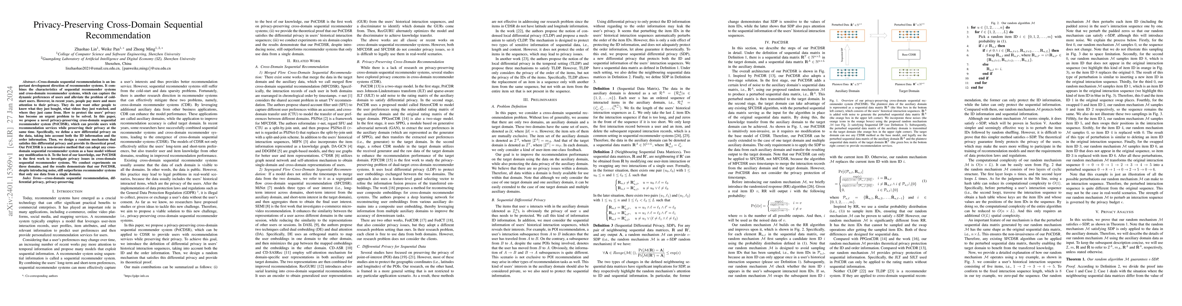 Thumbnail for Privacy-Preserving Cross-Domain Sequential Recommendation