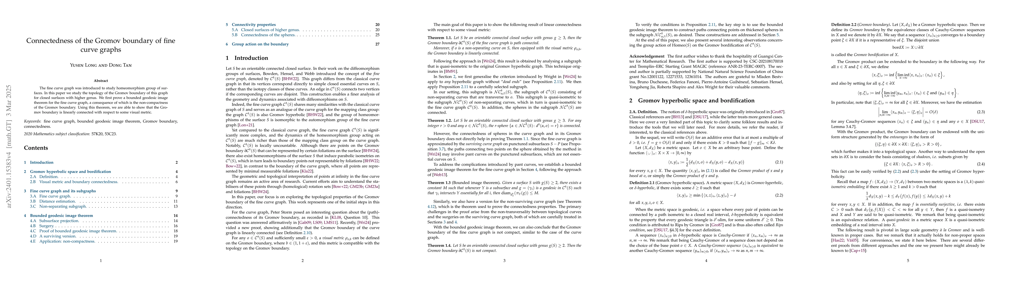 Thumbnail for Connectedness of the Gromov boundary of fine curve graphs