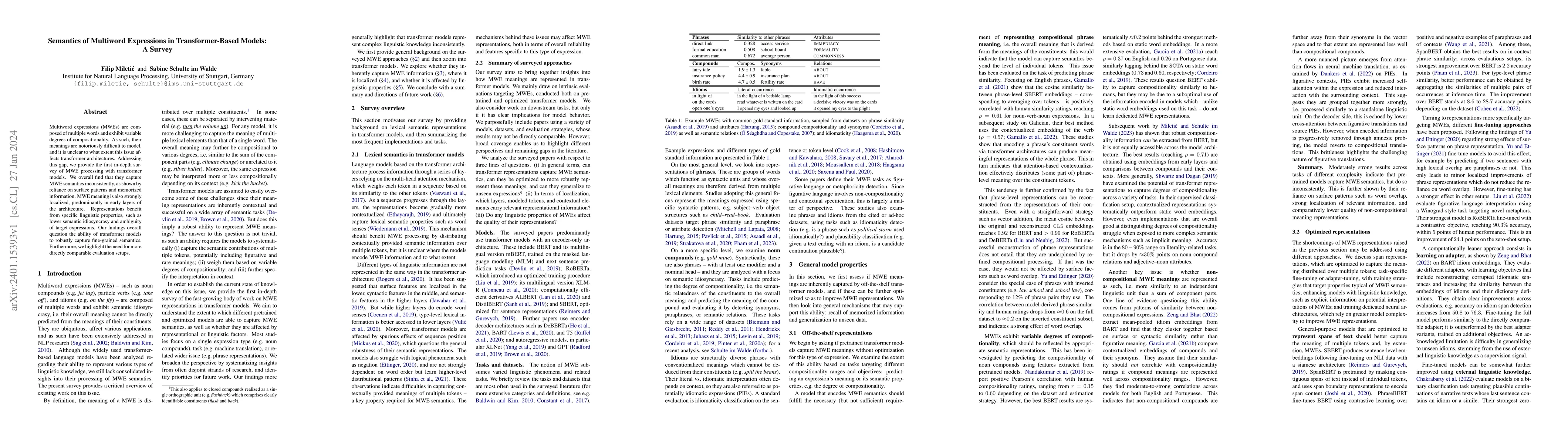 Thumbnail for Semantics of Multiword Expressions in Transformer-Based Models: A Survey
