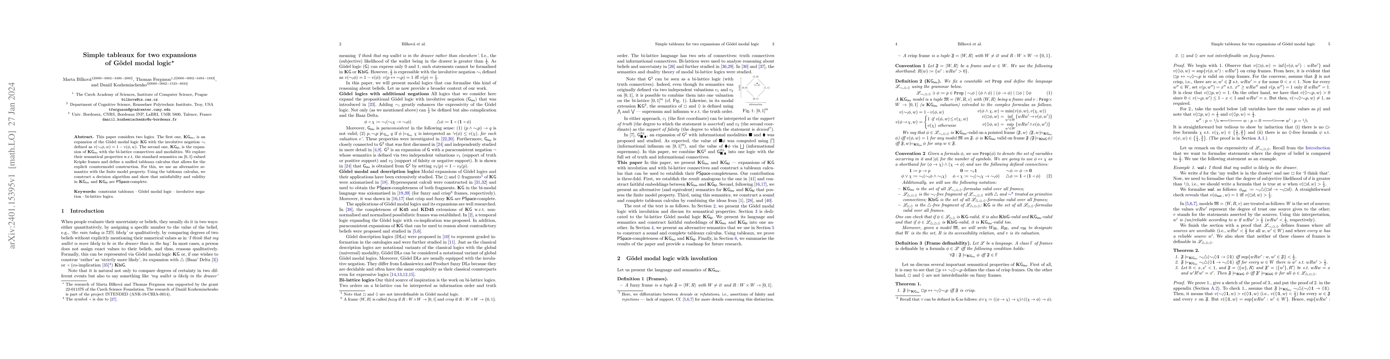 Thumbnail for Simple tableaux for two expansions of G\"odel modal logic