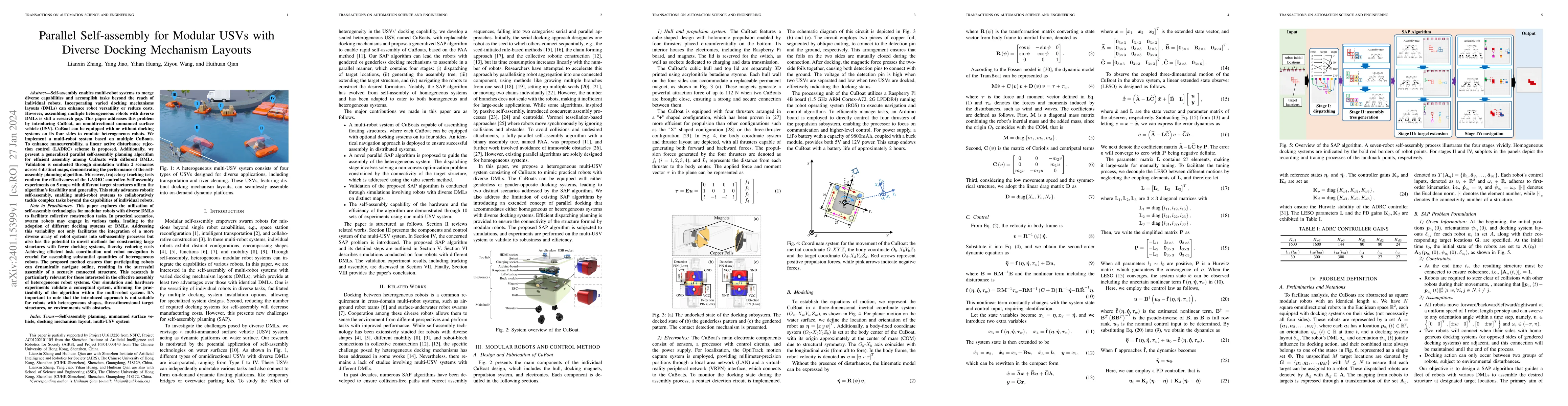 Thumbnail for Parallel Self-assembly for Modular USVs with Diverse Docking Mechanism
  Layouts
