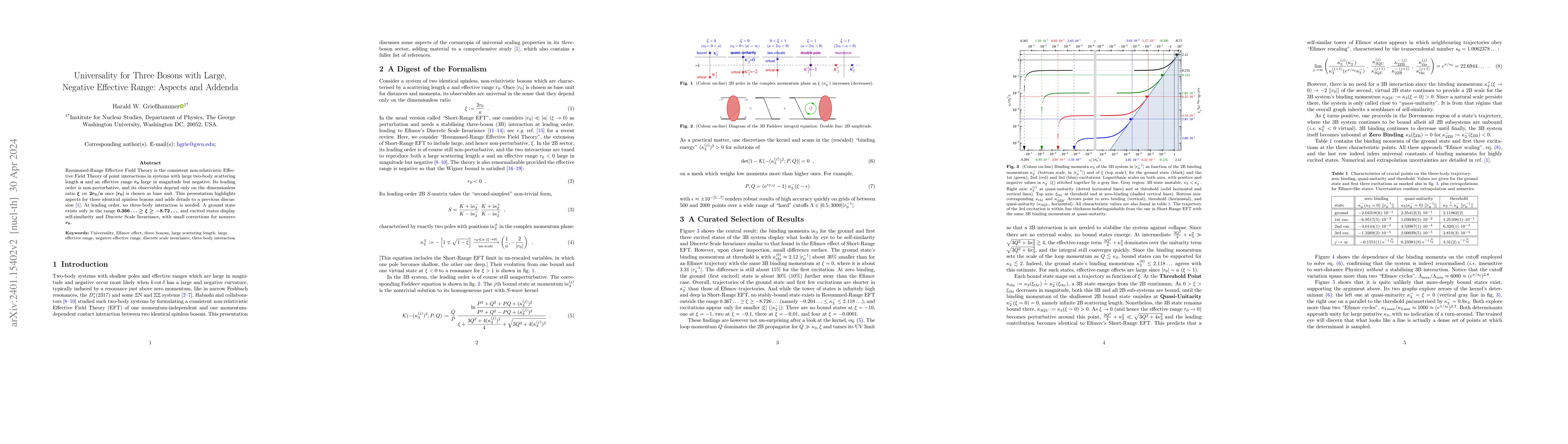 Thumbnail for Universality for Three Bosons with Large, Negative Effective Range:
  Aspects and Addenda