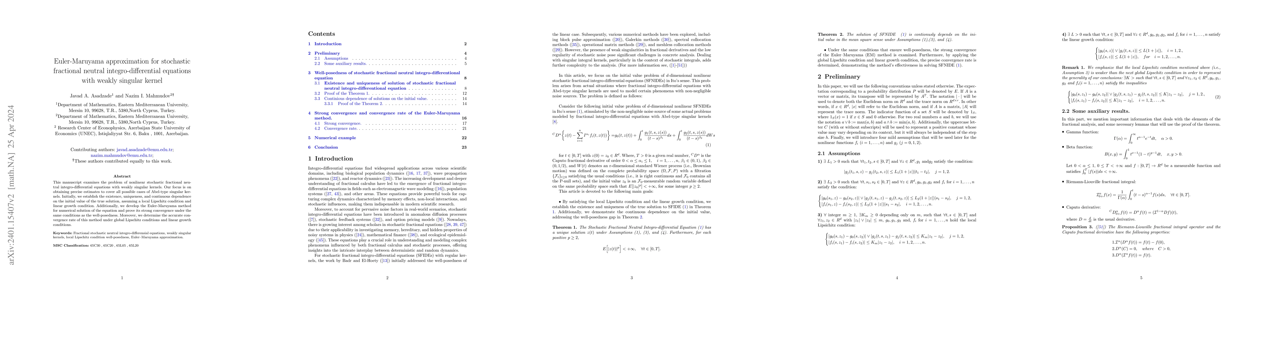 Thumbnail for Euler-Maruyama approximation for stochastic fractional neutral
  integro-differential equations with weakly singular kernel