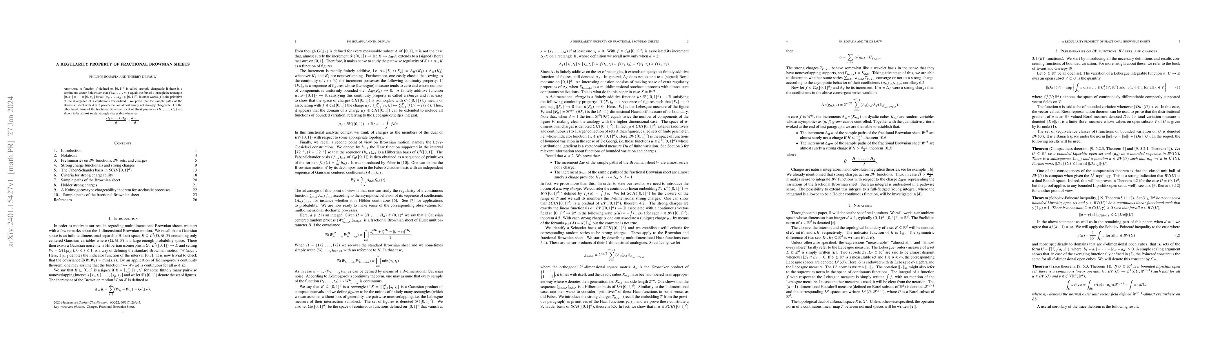 Thumbnail for A regularity property of fractional Brownian sheets